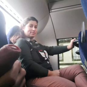 Voyeur seduces Milf to Suck&amp;Jerk his Dick in Bus