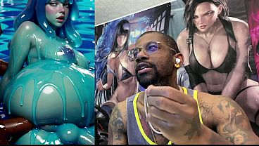 Ebony Transgender Anal Fucks A Big Breast Trans Slime Girl, AI generated