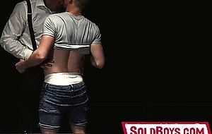 Master Felix Kamp giving slave Serg Shepard a dildo fuck