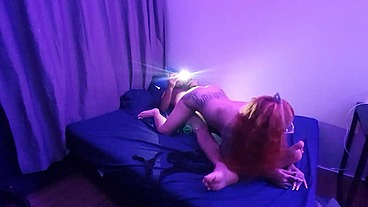 Naughty sat willingly on the dick and rolled around deliciously