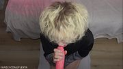 Cute Femboy Deepthroating a Massive Dildo