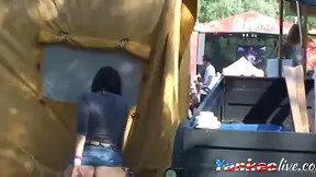 Passionate Public Fuck Under Music Festival Lights