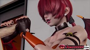 Halloween Rule34 &ndash_ Shermie Red Succubus Cosplay With Big Tits &amp_ Ass, Intense Blowjob For Big Dick, Sitting Handjob &amp_ Deepthroat Cumshot