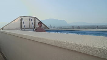 Luna Thrurmann analyzed wildly by the poolside