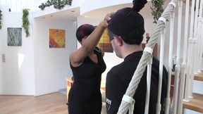 Hands tied, slapped by black lady