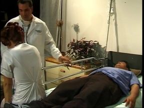 Redheaded nurse spreads her legs for doctor's cock on a hospital bed