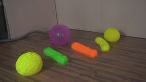 A traveler discovered a strange place and encountered rubber monsters