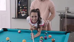 Stepsister was so engaged in billiard that she didn't notice me fucking her