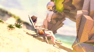 Belle gets fucked hard in both holes by Ethereal Monsters on the Beach