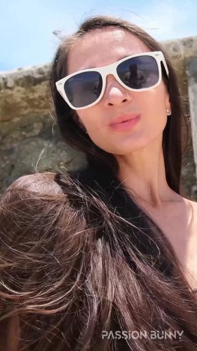 Tropical Fun in Sexy Mini Bikini on the Beach