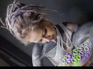 T-GIRL ANAL stretching by TATTOOED female-slavemaster - ASS fisting FEMDOM couple (rock, alternative, emo porn) ZF163