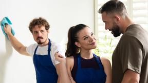 ”Cuck hubby watches his big boobs MILF housewife fuck huge dick client”