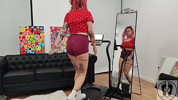 TREADMILL CHUBBY GIRL EXERSICES SHORT TIGHTS BIG ASS