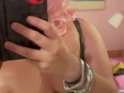 Naughty BBW in latex squirting masturbazion