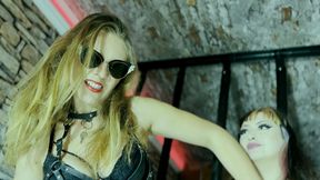 Curvy slave girl trained by lesbian prison mistresses