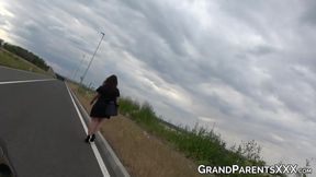 Naughty teen gets picked up and fucked by mature guy