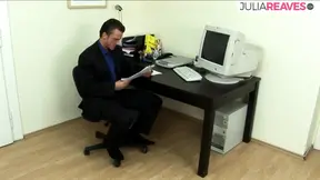 Sexy girl gags on a monster cock then rides it on the chair to a cumshot