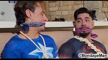 Mike Bebecito and Matheuz Henk tied up and gagged together and start fucking untill cum in each other&#039_s mouth | Behind the Scenes