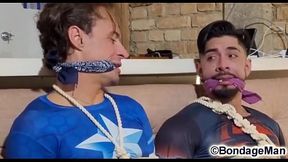 Mike Bebecito and Matheuz Henk tied up and gagged together and start fucking untill cum in each other'_s mouth | Behind the Scenes