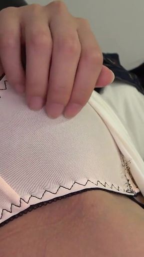 You Can See the Shape of Her Pussy Clearly! Slippery Pussy Juice See-through Masturbation Through Thin Panties 9