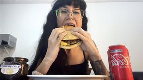 Eating hamburgers and burping