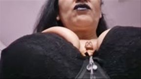 Black bra BIG BouncIng Boobs Bulging over too small bra Giantess CleVage Ride Request Video Nipples Peeking out of too small lingerie bra Licking and Spitting Fetish fun