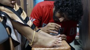 Boy Put Nail Polish on Girl Feet
