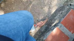 Diana Senior pedal pumping the lazy corsa on nice sandals and barefoot