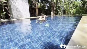 Hot Babe Takes a Swim and Gets My Cock Poolside