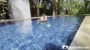 Hot Babe Takes a Swim and Gets My Cock Poolside