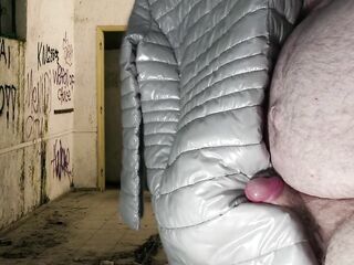 Spunk fountain on Girlfriend's PZ Soft Silver Down Jacket