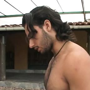 Two muscle Latin gays fucks outdoor