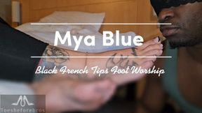 Mya Blue Black French Tips Foot Worship