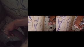 giant dick wanking in the bathroom