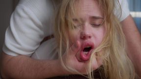 secretary marimoore deep-throats a cock and has rough sex with her boss while his wife is in the next room - full