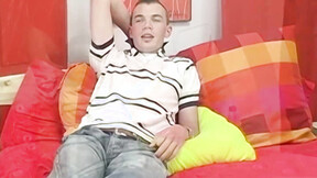 Petite  twink Garrett Emerson wanks off after interview