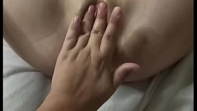 White girl with black hair sucks stepbrother's cock until he cums on her round ass