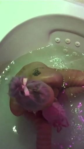Home alone chick summons two demons and has threesome sex in the bathroom   Clip 1