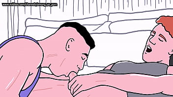 He sucks a redhead&#039_s cock and he sucks the other man&#039_s ass - Animated Gay Porn