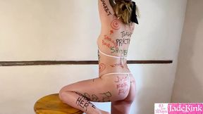 Cum whore bondage body writing humiliation rough fuck
