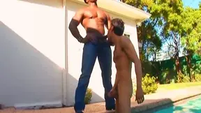 Hot gay guy with an awesome body enjoying a hardcore interracial fuck on his bed
