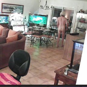 Diana is naked in her living room