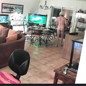 Diana is naked in her living room