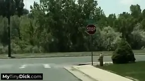 As soon as they hit the road, she started sucking his small cock