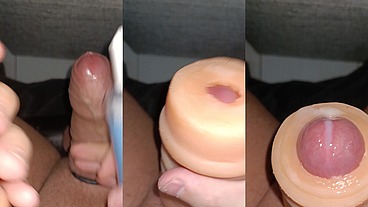Close up Cumshot threw toy