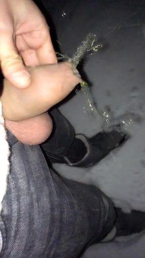 Mountain Uncut Cock Pissing in the Snow