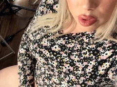 Tattood shemale tranny plays with ass during masturbation