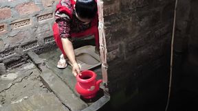 My aunty was sitting in the bathroom and I hugged her and started fucking her in the ass.