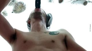 Deepthroating the huge BBC to the balls while very hard