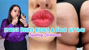 Stress Relief Kisses & Face Sitting - Your Wife Sydney Screams is Stressed About Work But Has a Few Minutes to Use Your Face for Her Pleasure